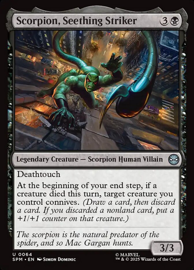 Scorpion, Seething Striker – Uncommon Magic: The Gathering card from Marvel's Spider-Man (#64)