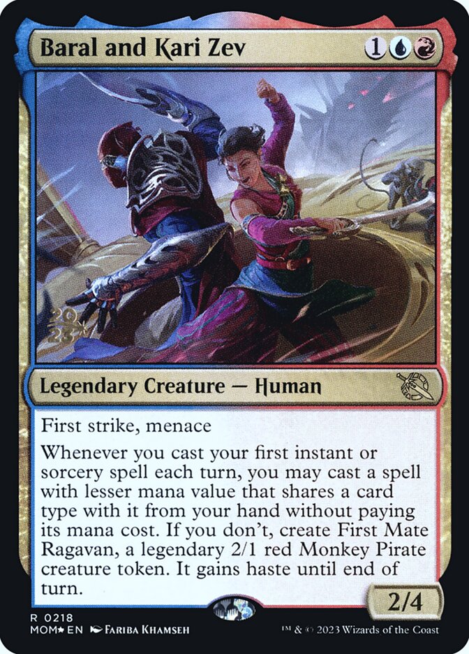 Baral and Kari Zev – Rare Magic: The Gathering card from March of the Machine Promos (#218s)