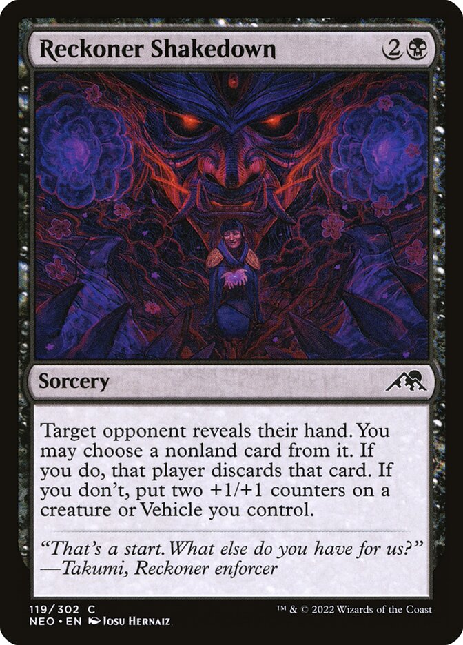 Reckoner Shakedown – Common Magic: The Gathering card from Kamigawa: Neon Dynasty (#119)