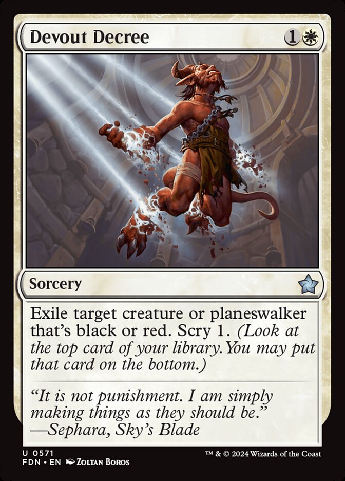 Devout Decree – Uncommon Magic: The Gathering card from Foundations (#571)