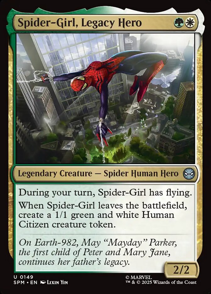 Spider-Girl, Legacy Hero – Uncommon Magic: The Gathering card from Marvel's Spider-Man (#149)