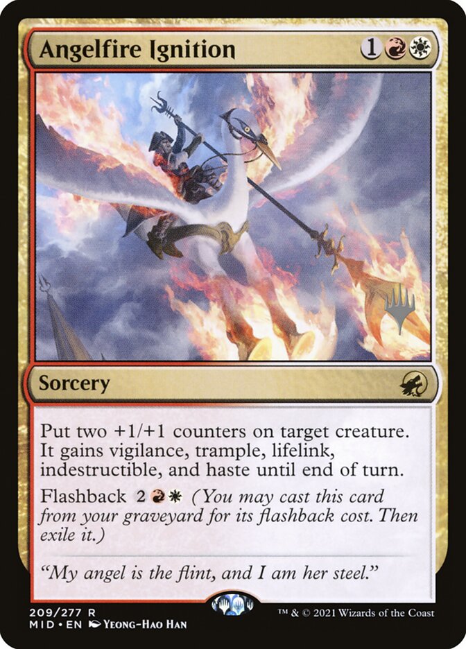 Angelfire Ignition – Rare Magic: The Gathering card from Innistrad: Midnight Hunt Promos (#209p)