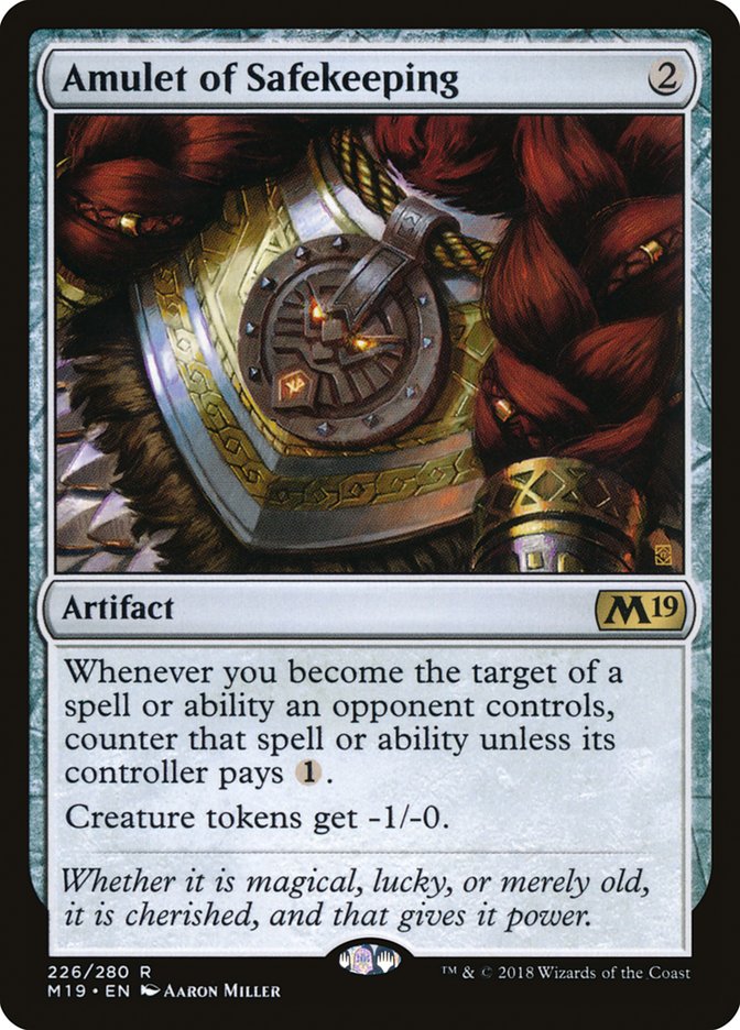 Amulet of Safekeeping – Rare Magic: The Gathering card from Core Set 2019 (#226)