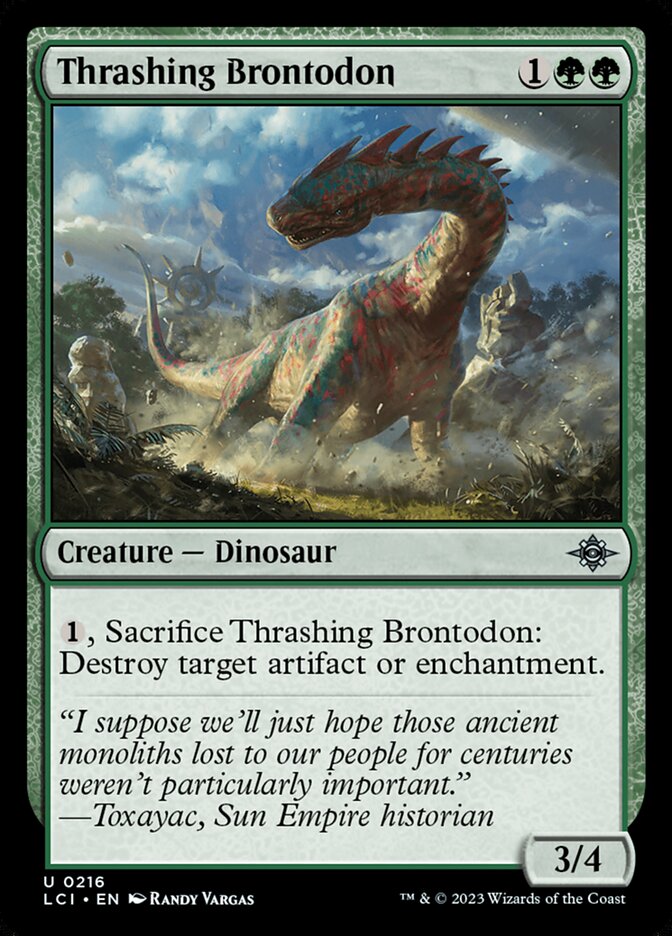 Thrashing Brontodon – Uncommon Magic: The Gathering card from The Lost Caverns of Ixalan (#216)