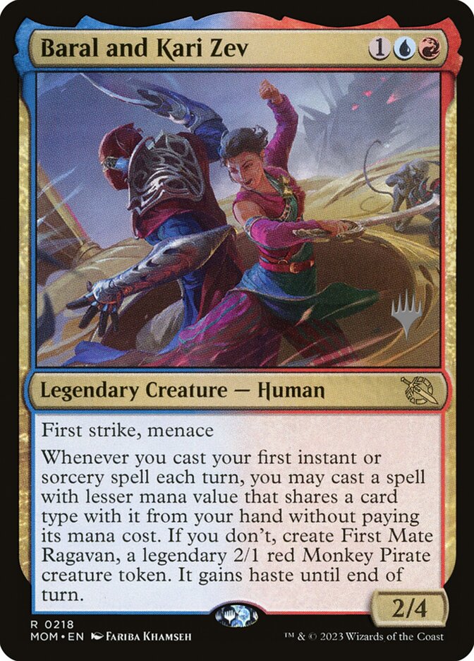 Baral and Kari Zev – Rare Magic: The Gathering card from March of the Machine Promos (#218p)