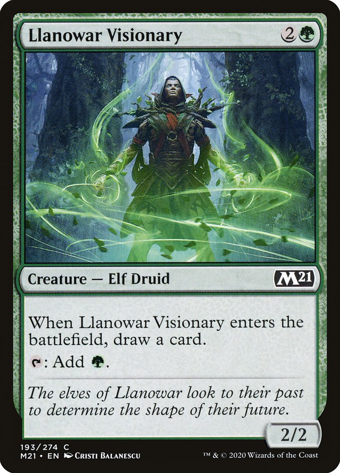 Llanowar Visionary – Common Magic: The Gathering card from Core Set 2021 (#193)
