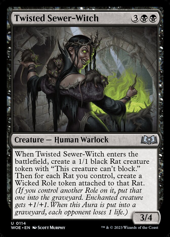Twisted Sewer-Witch – Uncommon Magic: The Gathering card from Wilds of Eldraine (#114)