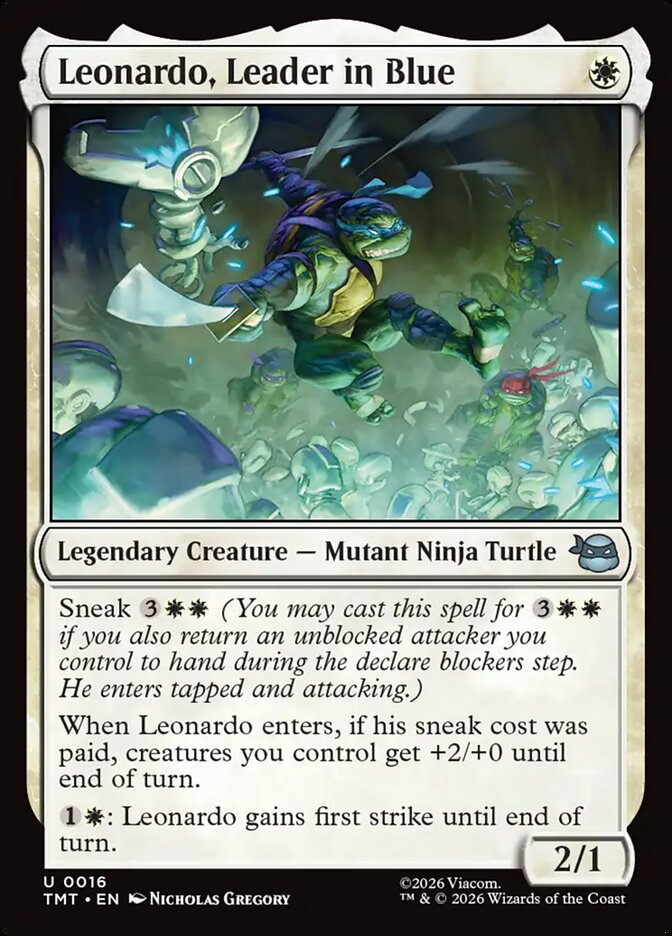 Leonardo, Leader in Blue – Uncommon Magic: The Gathering card from Teenage Mutant Ninja Turtles (#16)