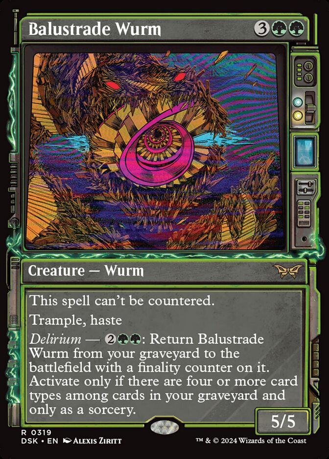 Balustrade Wurm – Rare Magic: The Gathering card from Duskmourn: House of Horror (#319)
