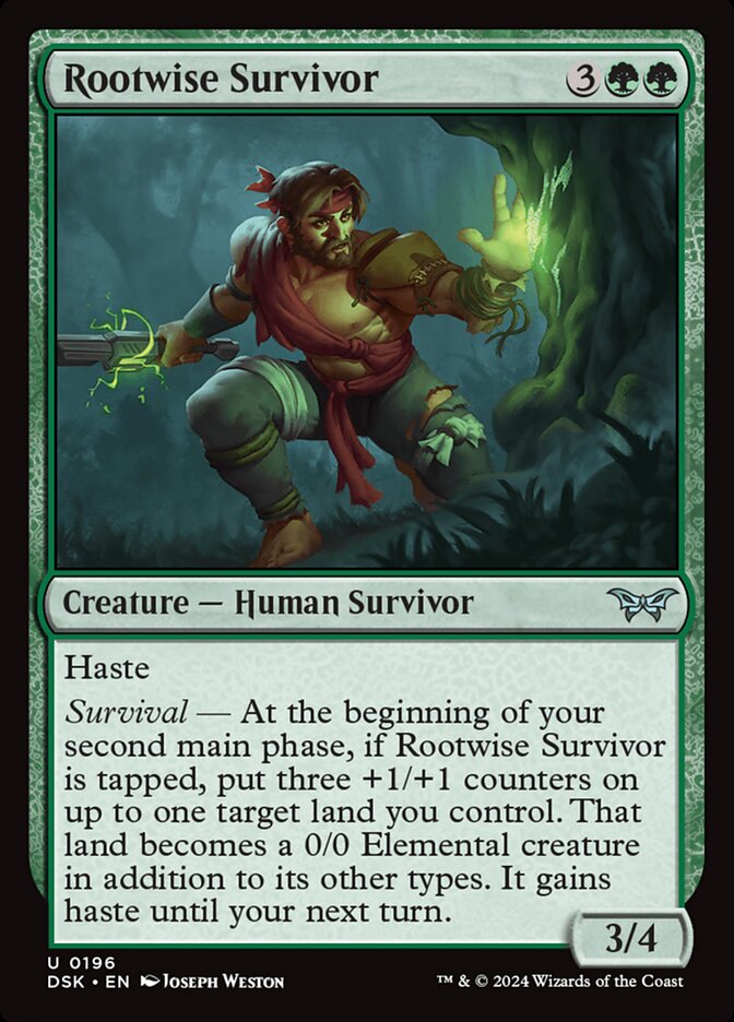 Rootwise Survivor – Uncommon Magic: The Gathering card from Duskmourn: House of Horror (#196)