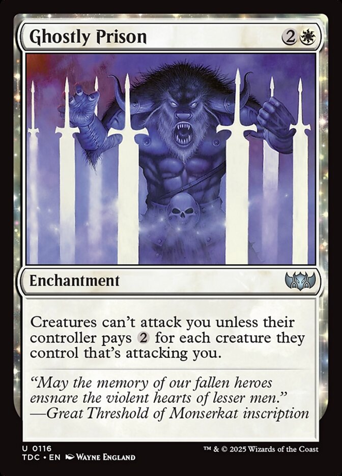 Ghostly Prison – Uncommon Magic: The Gathering card from Tarkir: Dragonstorm Commander (#116)