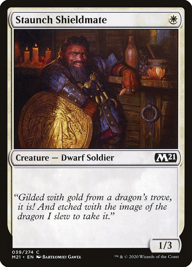 Staunch Shieldmate – Common Magic: The Gathering card from Core Set 2021 (#39)
