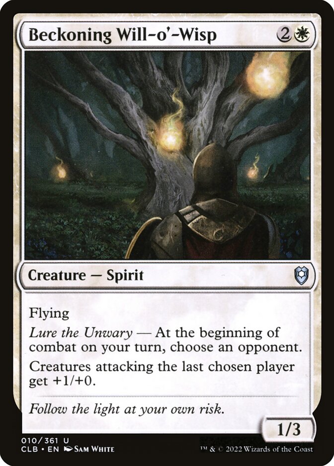 Beckoning Will-o'-Wisp – Uncommon Magic: The Gathering card from Commander Legends: Battle for Baldur's Gate (#10)