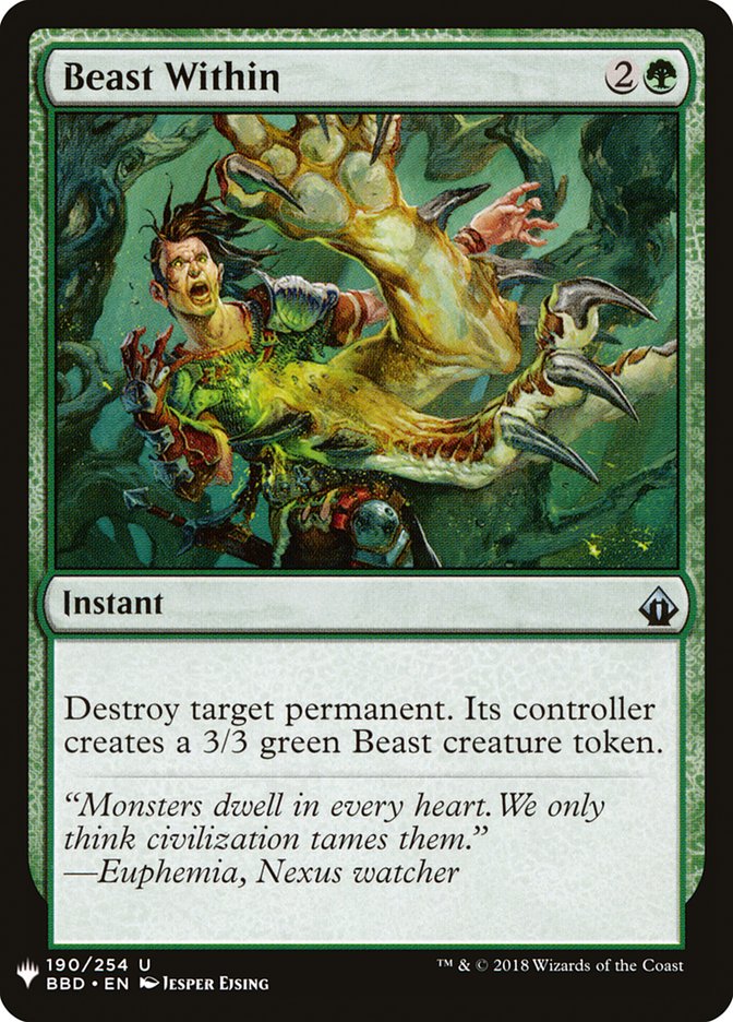 Beast Within – Uncommon Magic: The Gathering card from The List (#BBD-190)