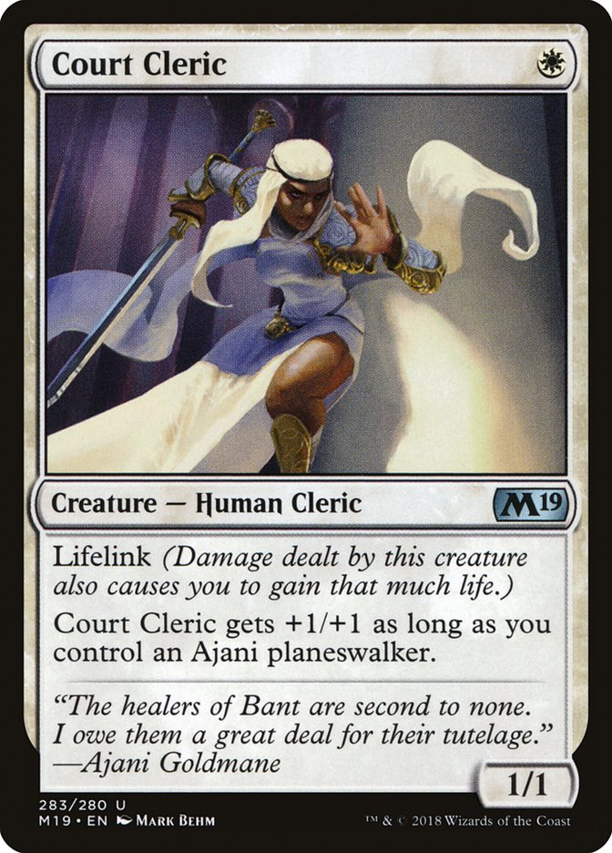 Court Cleric – Uncommon Magic: The Gathering card from Core Set 2019 (#283)