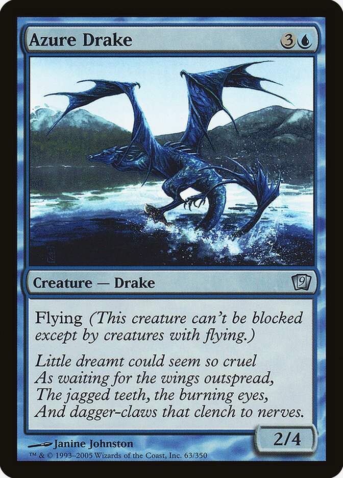 Azure Drake – Uncommon Magic: The Gathering card from Ninth Edition (#63★)