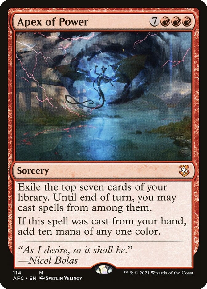 Apex of Power – Mythic Magic: The Gathering card from Forgotten Realms Commander (#114)
