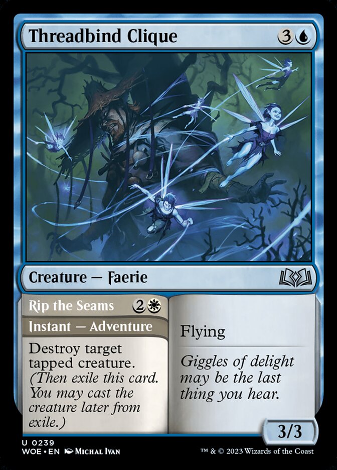 Threadbind Clique // Rip the Seams – Uncommon Magic: The Gathering card from Wilds of Eldraine (#239)