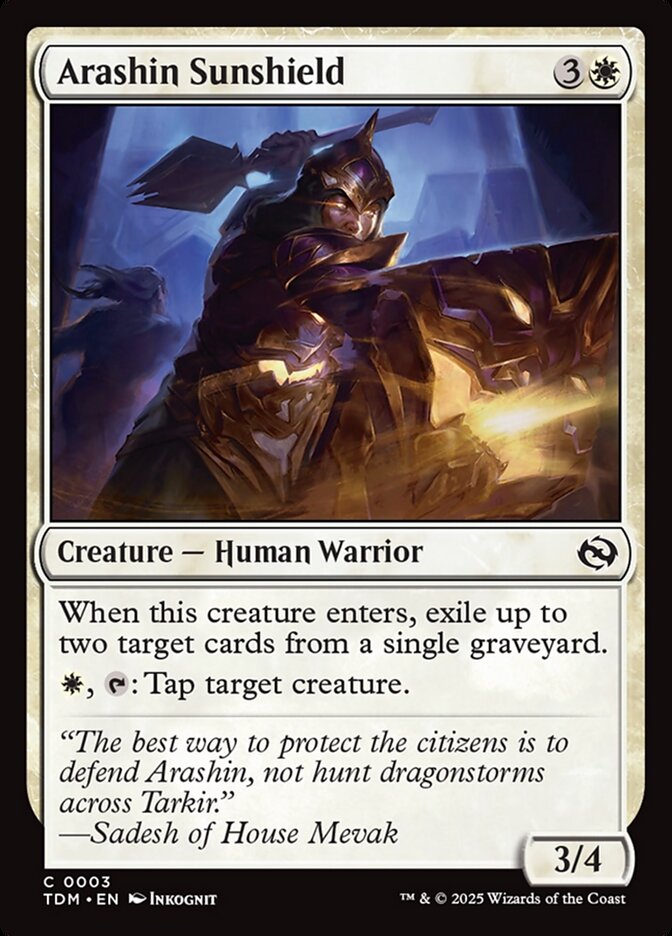 Arashin Sunshield – Common Magic: The Gathering card from Tarkir: Dragonstorm (#3)