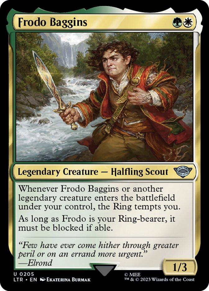 Frodo Baggins – Uncommon Magic: The Gathering card from The Lord of the Rings: Tales of Middle-earth (#205)
