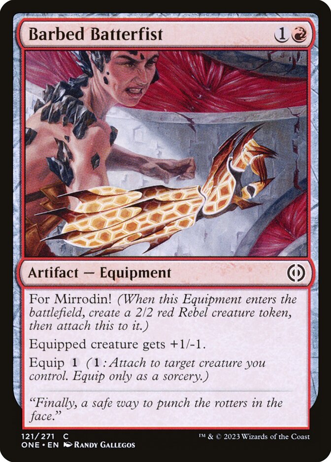 Barbed Batterfist – Common Magic: The Gathering card from Phyrexia: All Will Be One (#121)