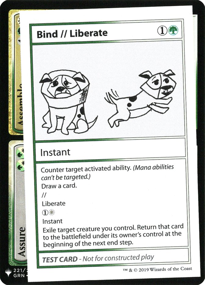 Bind // Liberate – Rare Magic: The Gathering card from Mystery Booster Playtest Cards 2019 (#88)