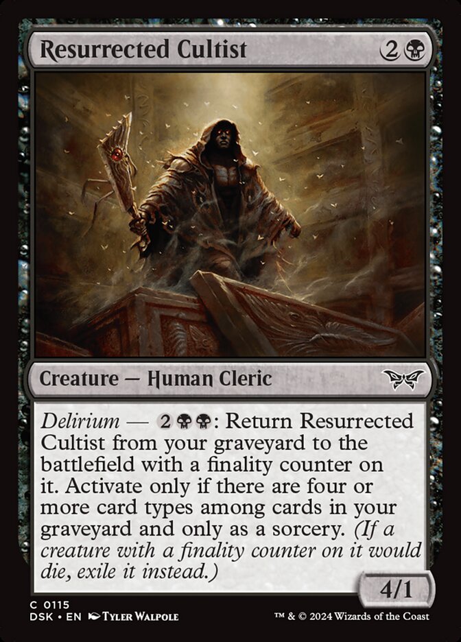 Resurrected Cultist – Common Magic: The Gathering card from Duskmourn: House of Horror (#115)