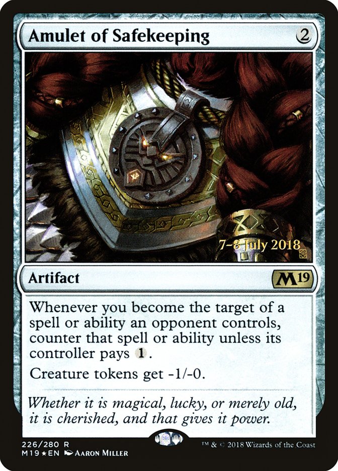 Amulet of Safekeeping – Rare Magic: The Gathering card from Core Set 2019 Promos (#226s)