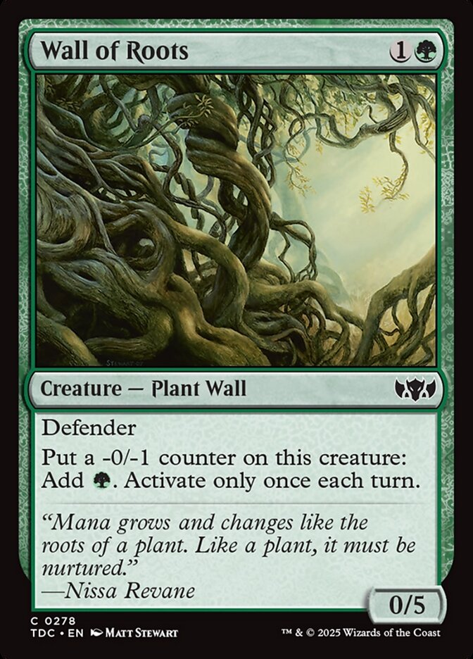Wall of Roots – Common Magic: The Gathering card from Tarkir: Dragonstorm Commander (#278)