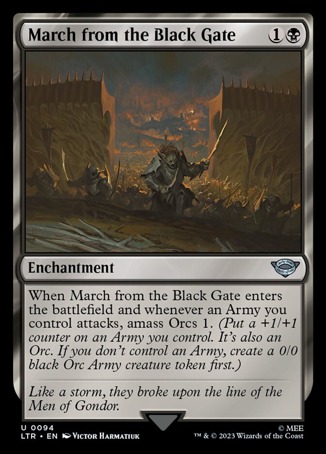March from the Black Gate – Uncommon Magic: The Gathering card from The Lord of the Rings: Tales of Middle-earth (#94)