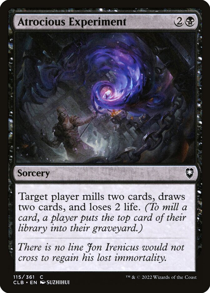 Atrocious Experiment – Common Magic: The Gathering card from Commander Legends: Battle for Baldur's Gate (#115)