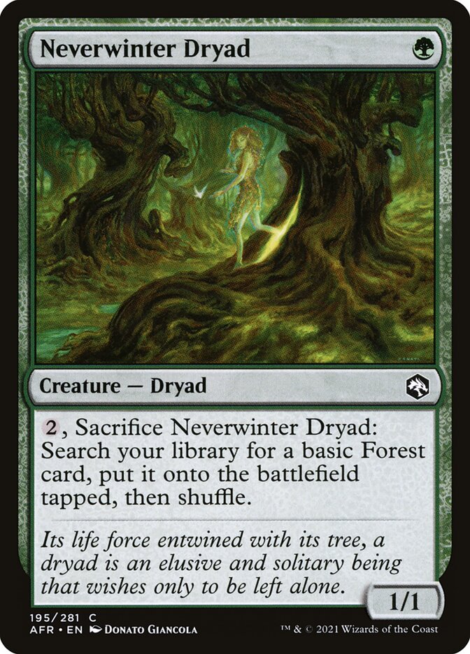 Neverwinter Dryad – Common Magic: The Gathering card from Adventures in the Forgotten Realms (#195)