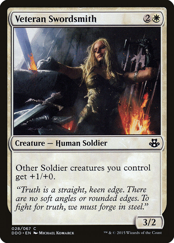 Veteran Swordsmith – Common Magic: The Gathering card from Duel Decks: Elspeth vs. Kiora (#28)