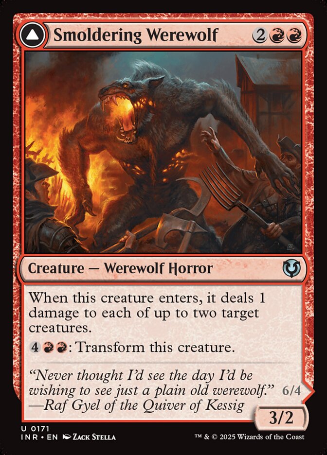 Smoldering Werewolf // Erupting Dreadwolf – Uncommon Magic: The Gathering card from Innistrad Remastered (#171)