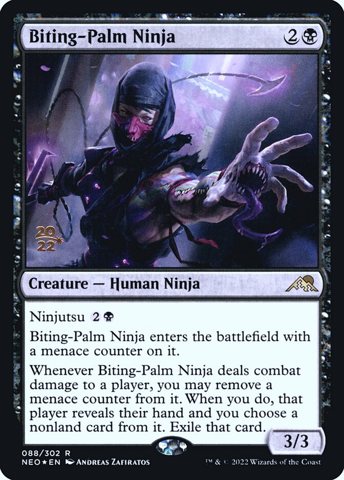 Biting-Palm Ninja – Rare Magic: The Gathering card from Kamigawa: Neon Dynasty Promos (#88s)
