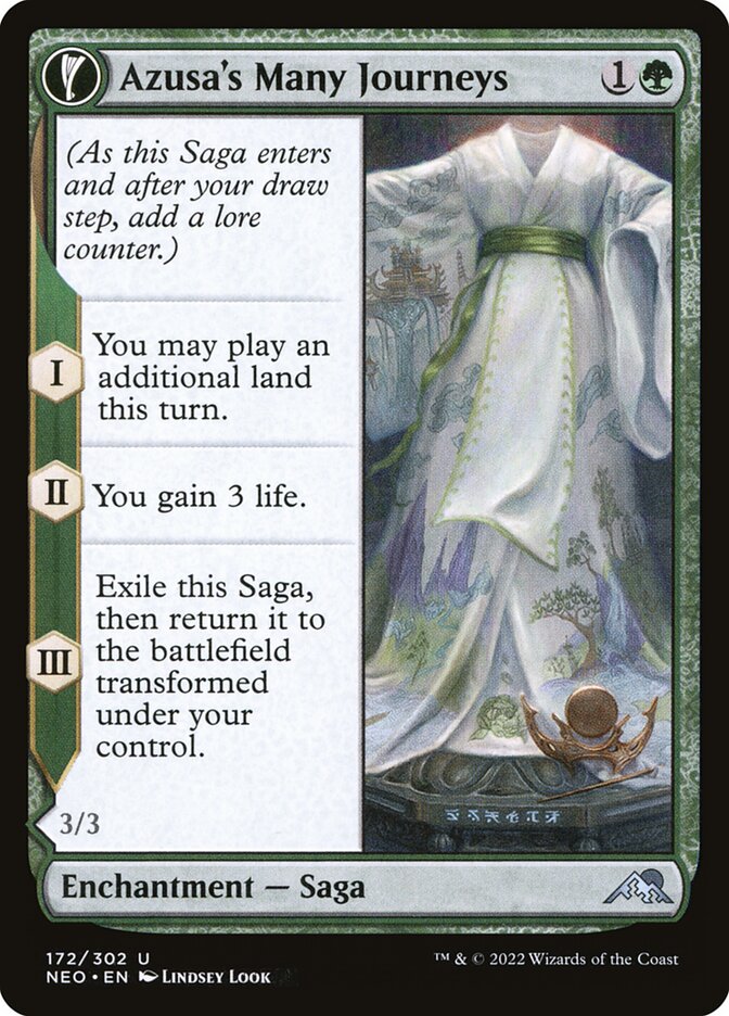 Azusa's Many Journeys // Likeness of the Seeker – Uncommon Magic: The Gathering card from Kamigawa: Neon Dynasty (#172)