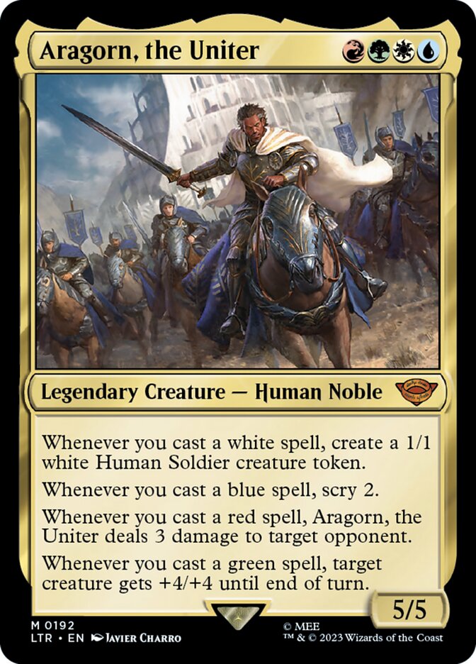 Aragorn, the Uniter – Mythic Magic: The Gathering card from The Lord of the Rings: Tales of Middle-earth (#192)
