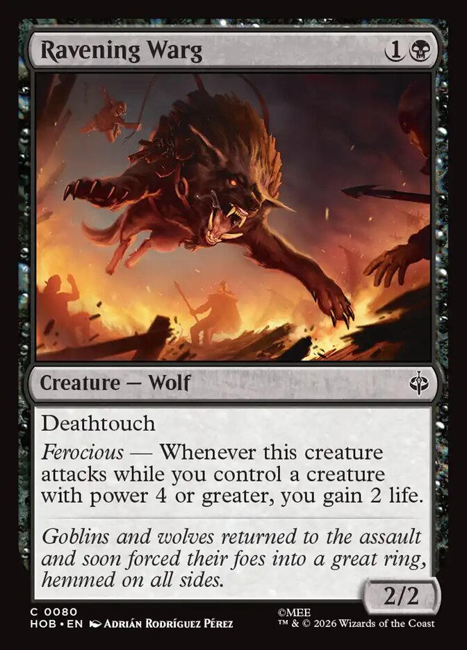 Ravening Warg – Common Magic: The Gathering card from The Hobbit (#80)
