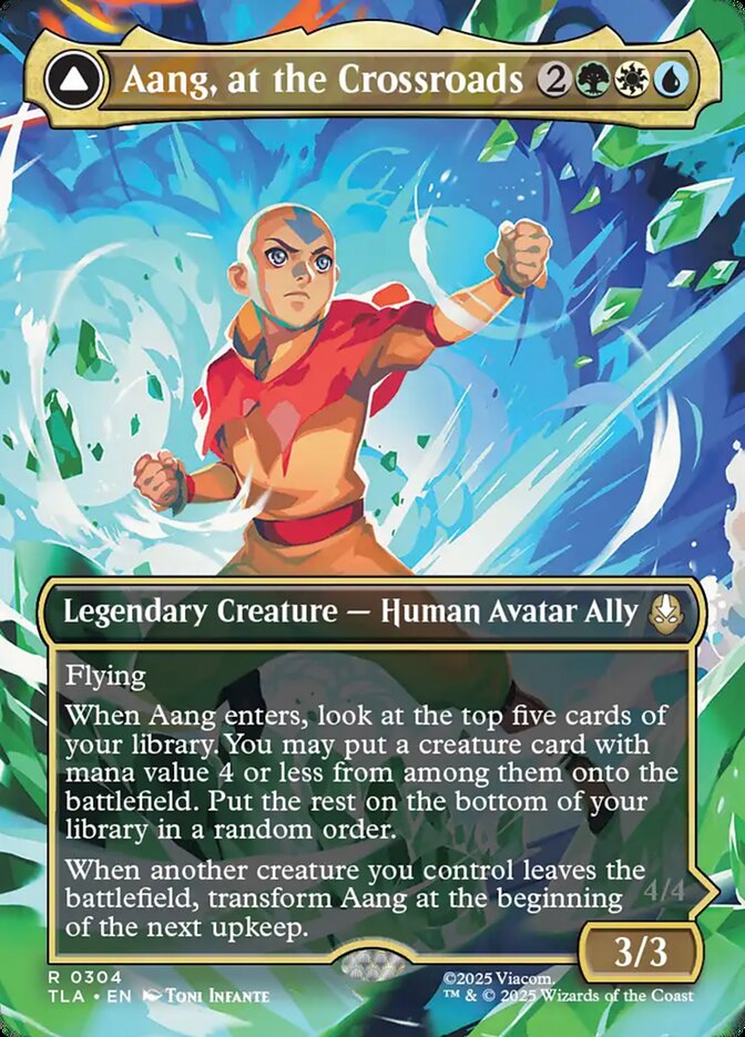Aang, at the Crossroads // Aang, Destined Savior – Rare Magic: The Gathering card from Avatar: The Last Airbender (#304)