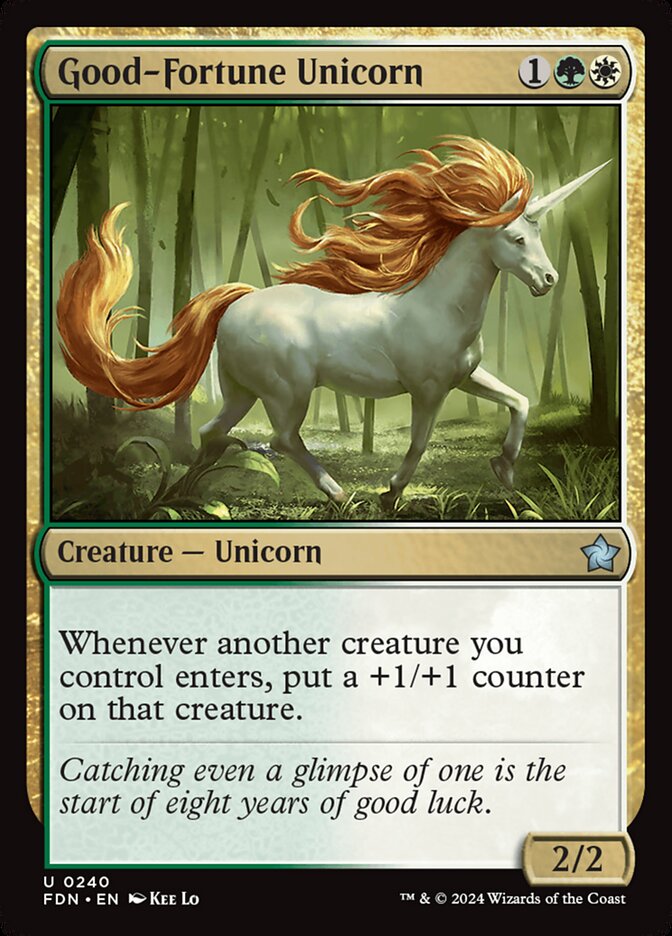 Good-Fortune Unicorn – Uncommon Magic: The Gathering card from Foundations (#240)