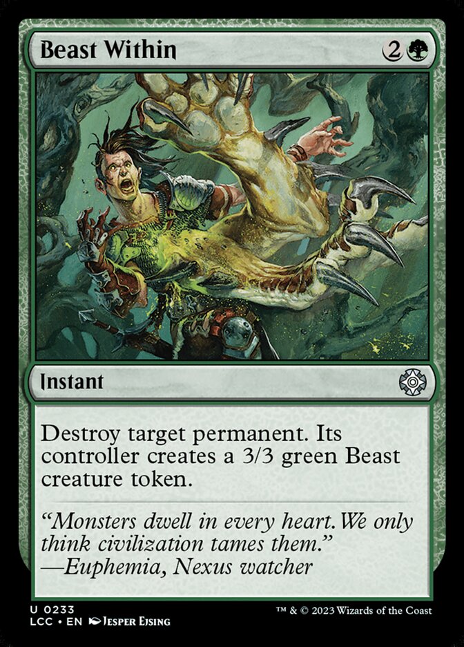Beast Within – Uncommon Magic: The Gathering card from The Lost Caverns of Ixalan Commander (#233)