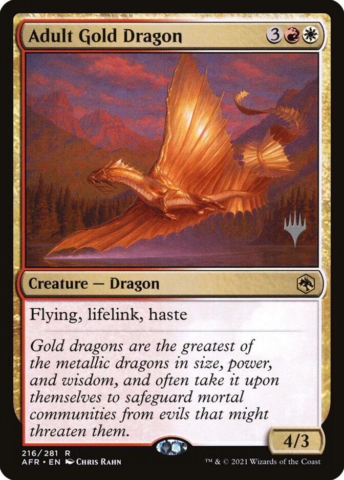 Adult Gold Dragon – Rare Magic: The Gathering card from Adventures in the Forgotten Realms Promos (#216p)