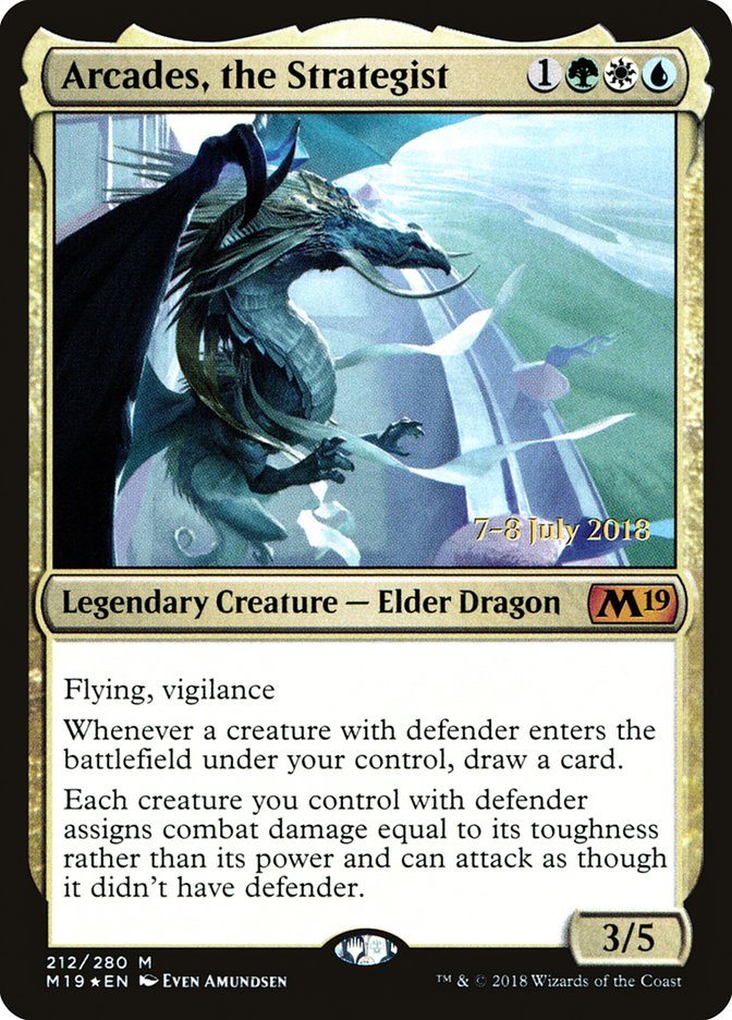 Arcades, the Strategist – Mythic Magic: The Gathering card from Core Set 2019 Promos (#212s)