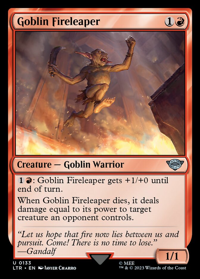 Goblin Fireleaper – Uncommon Magic: The Gathering card from The Lord of the Rings: Tales of Middle-earth (#133)