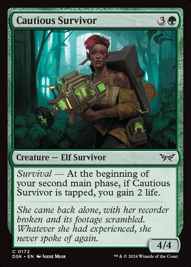 Cautious Survivor – Common Magic: The Gathering card from Duskmourn: House of Horror (#172)