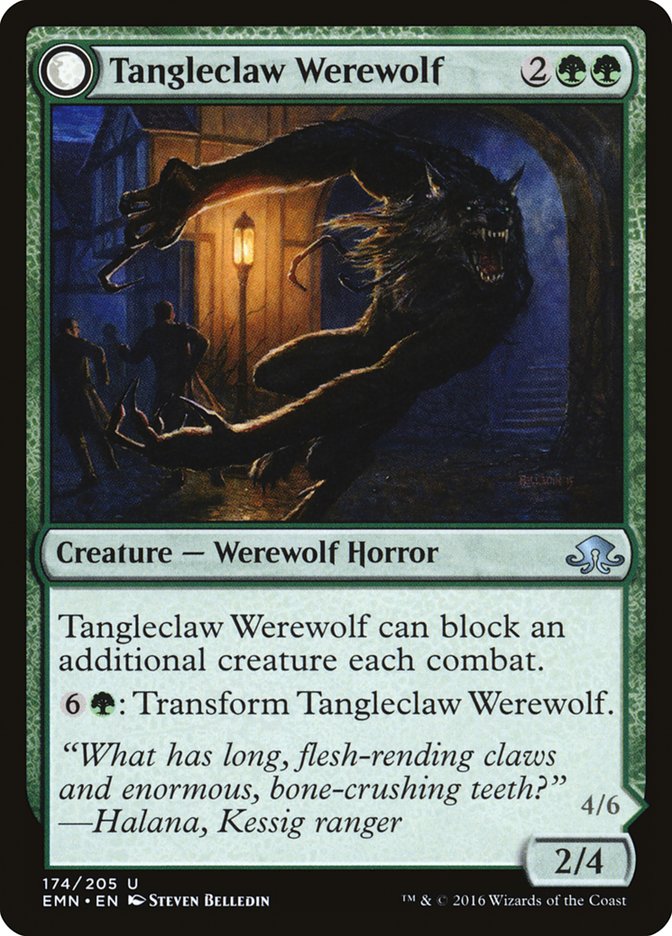 Tangleclaw Werewolf // Fibrous Entangler – Uncommon Magic: The Gathering card from Eldritch Moon (#174)