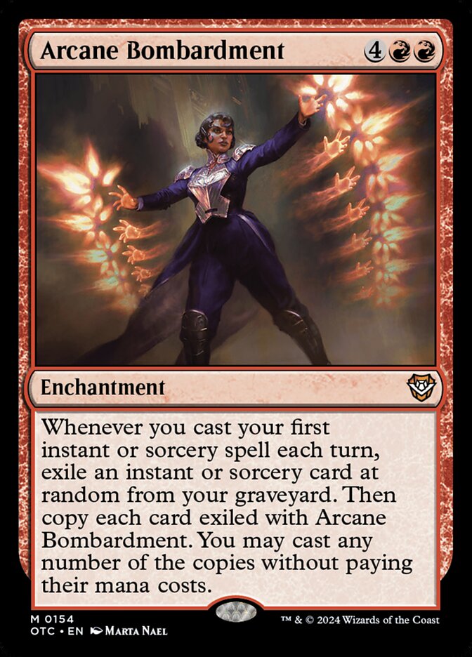 Arcane Bombardment – Mythic Magic: The Gathering card from Outlaws of Thunder Junction Commander (#154)