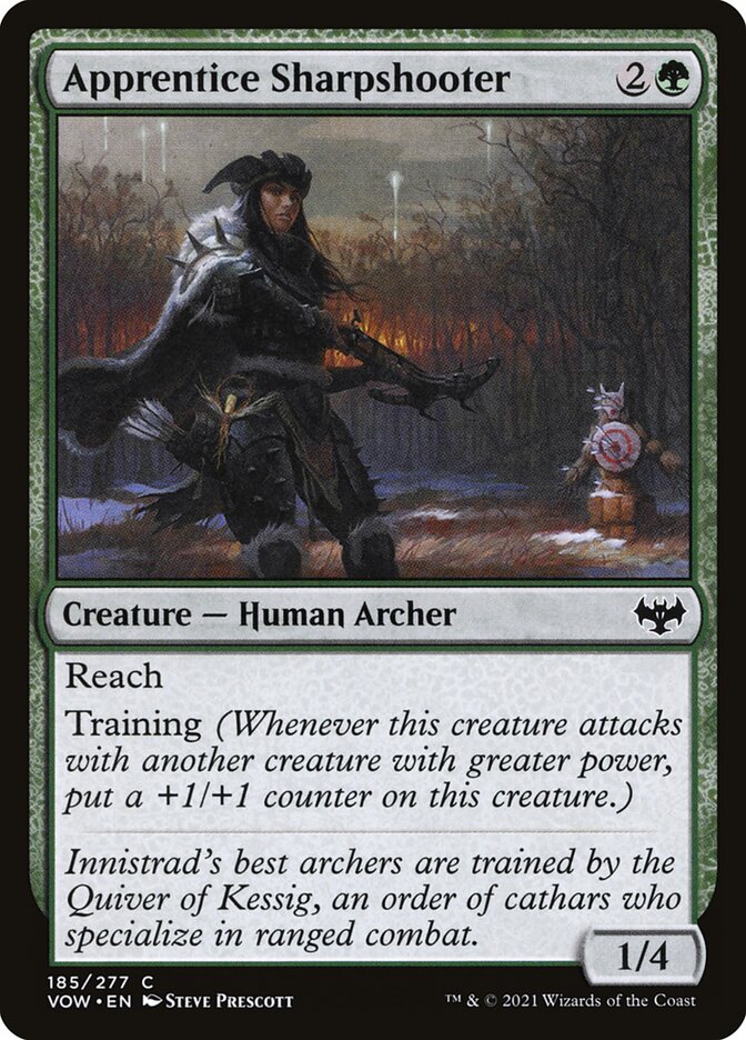 Apprentice Sharpshooter – Common Magic: The Gathering card from Innistrad: Crimson Vow (#185)