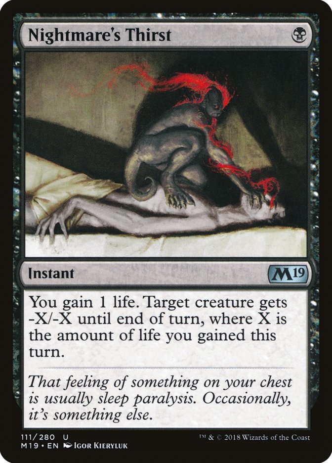 Nightmare's Thirst – Uncommon Magic: The Gathering card from Core Set 2019 (#111)