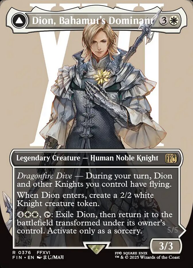Dion, Bahamut's Dominant // Bahamut, Warden of Light – Rare Magic: The Gathering card from Final Fantasy (#376)